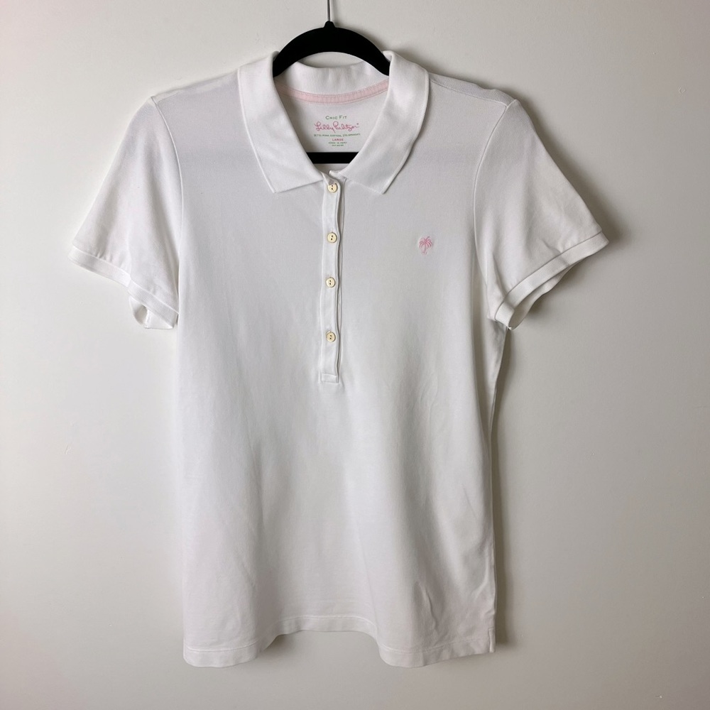 Lilly Pulitzer Chic Fit White Polo Shirt